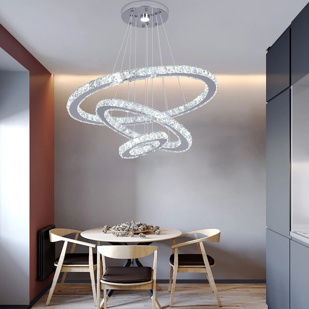 Crystal Pendant Light Living Room Remote Control Gold Chrome Lustre Ceiling Chandeilers Lamp for Bedroom Home Decoration Luminai
