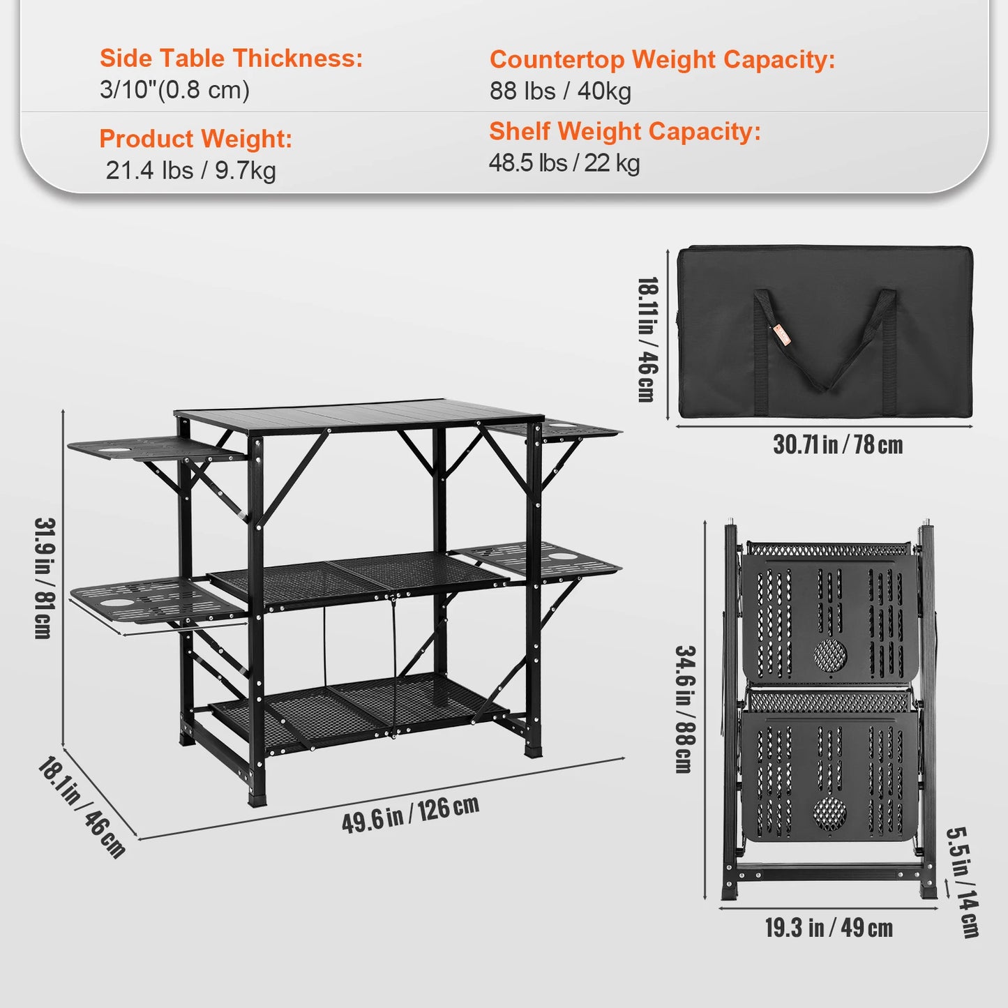 SucceBuy One-piece Folding Aluminum Camping Kitchen Cook Station