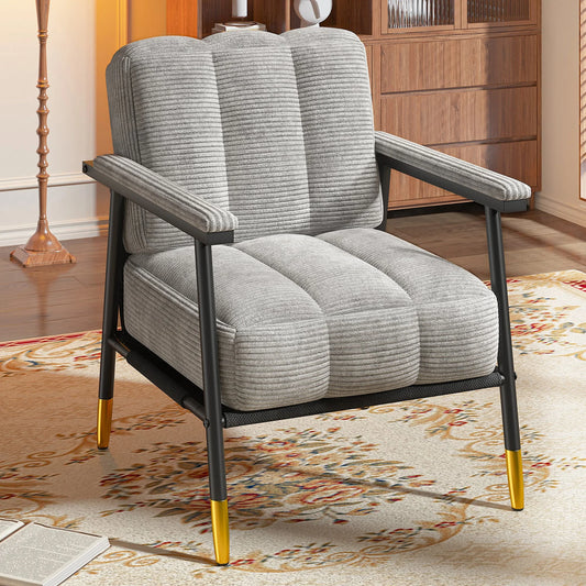 EnHomee Modern Upholstered Armchair With Metal Frame