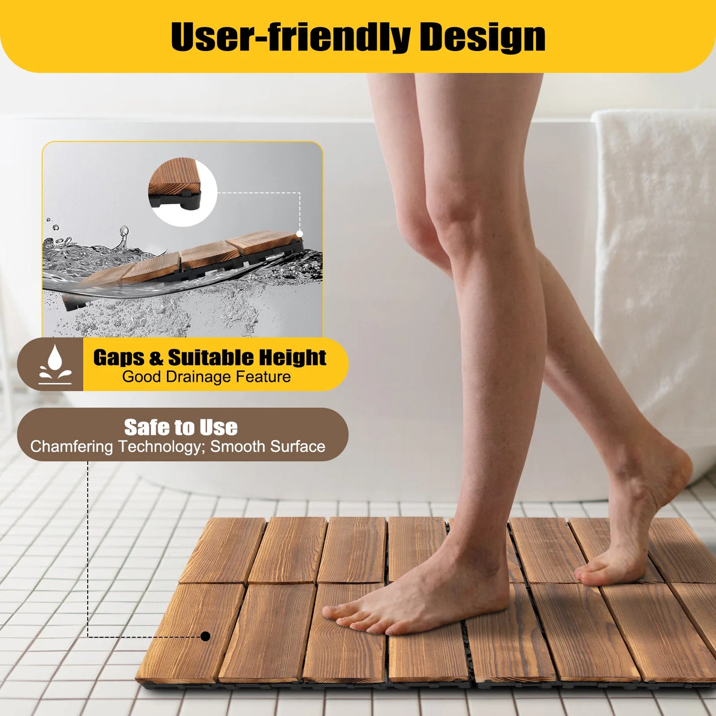 Bymaocar Camphor Pine Wood Outdoor Flooring Tiles