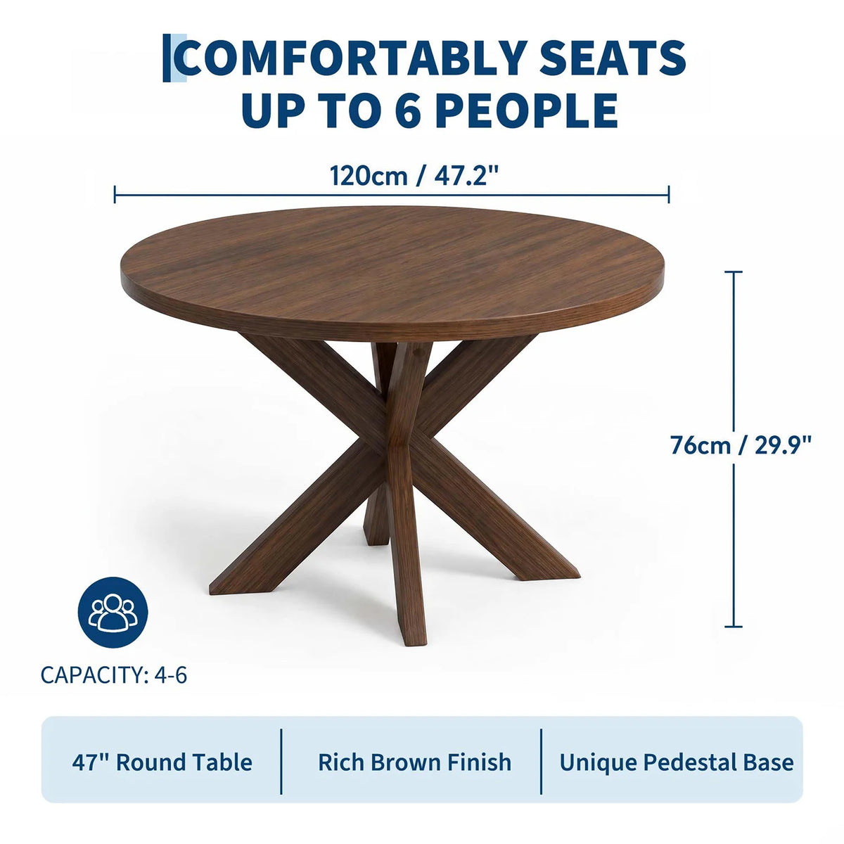 HiMISS Modern Wood Round Dining Table