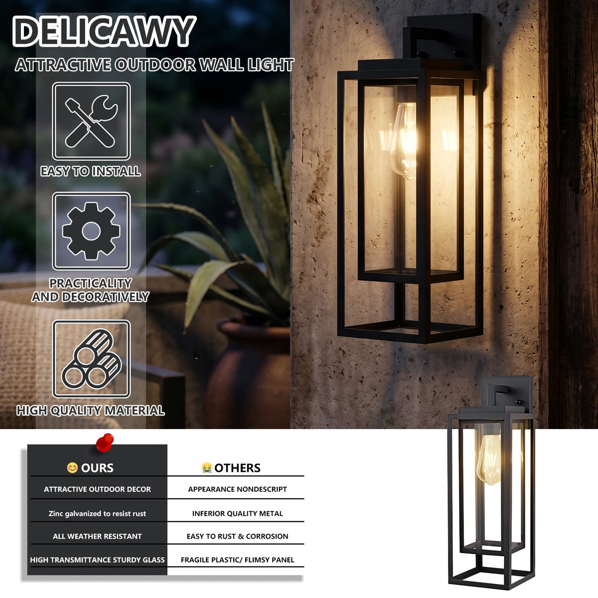 ARLGSITE Farmhouse Outdoor Wall Light Sconce