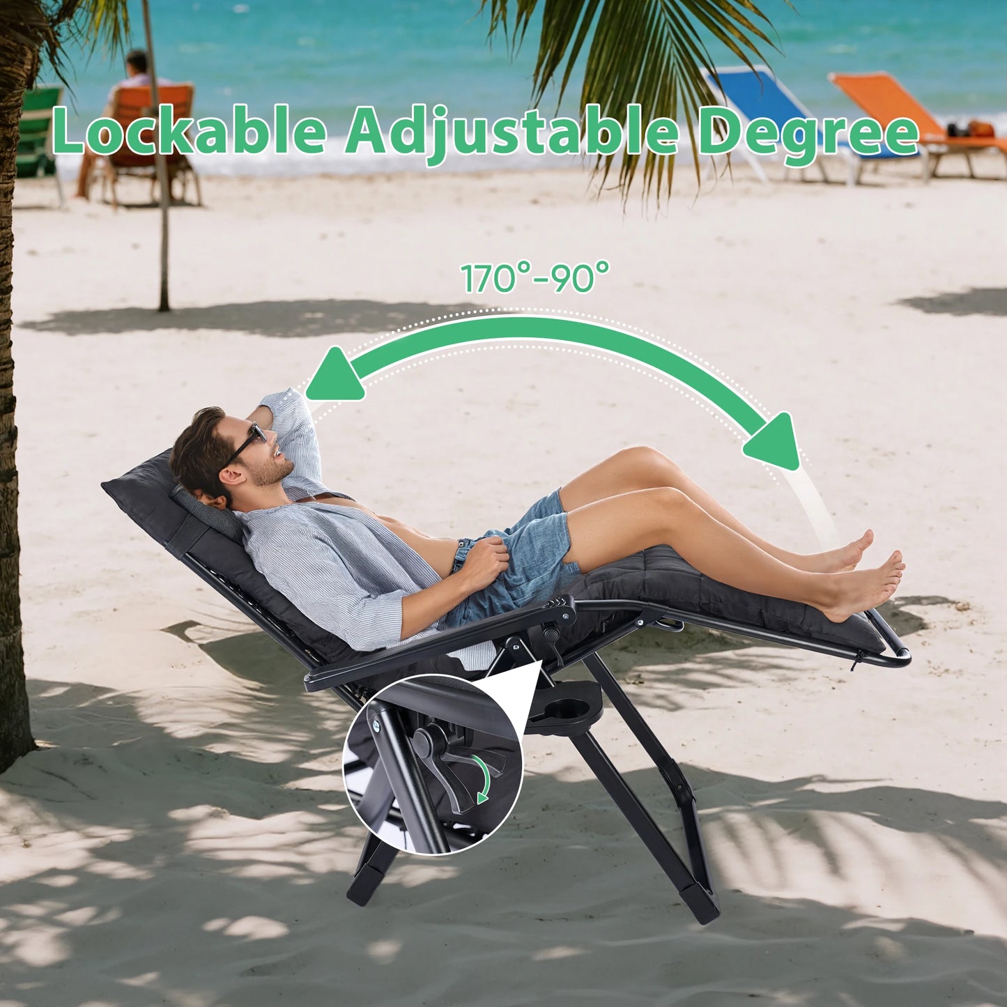 JHK Zero Gravity Recliner Outdoor Patio Lounge Chair