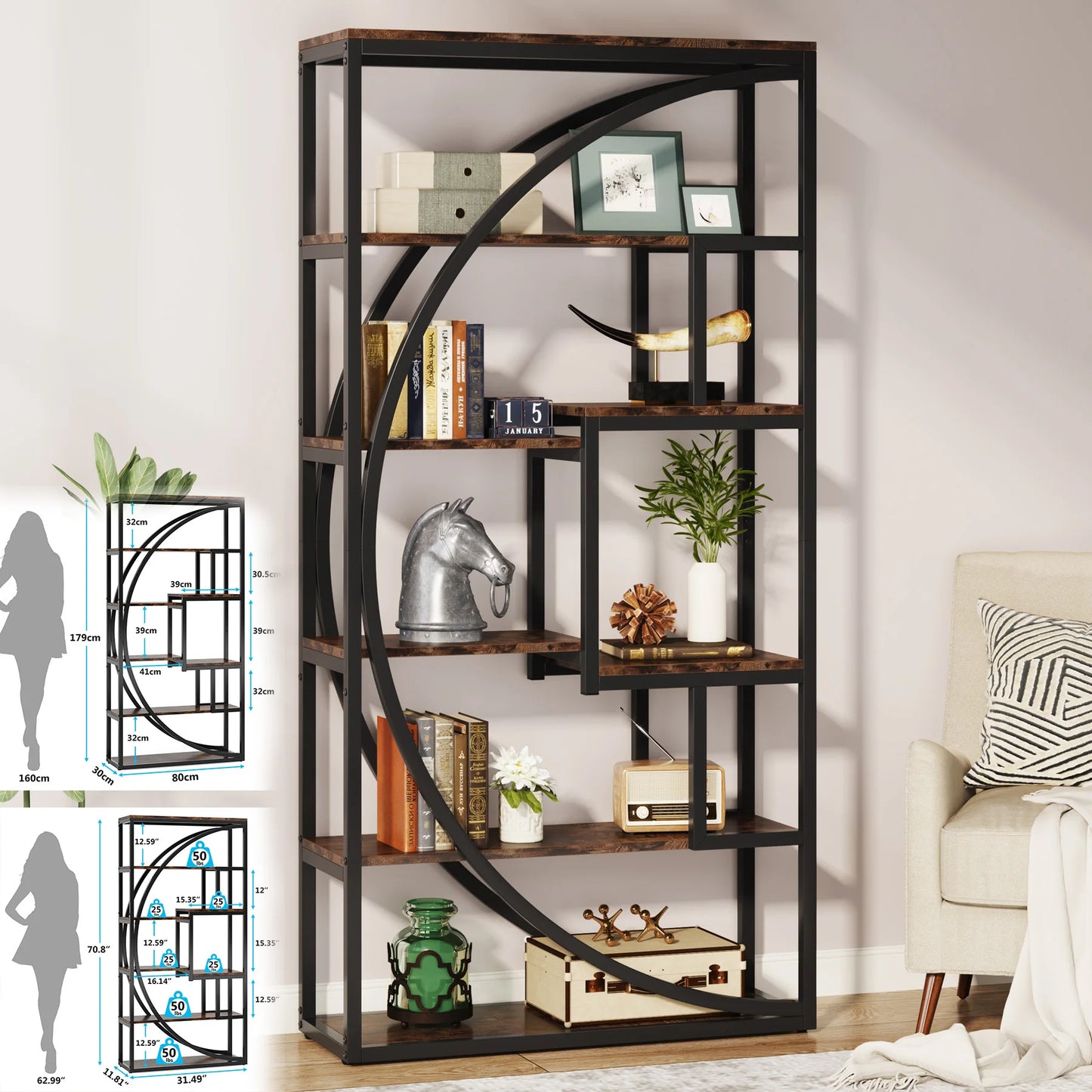 Tribesigns 5 Tier Industrial Etagere Bookshelf