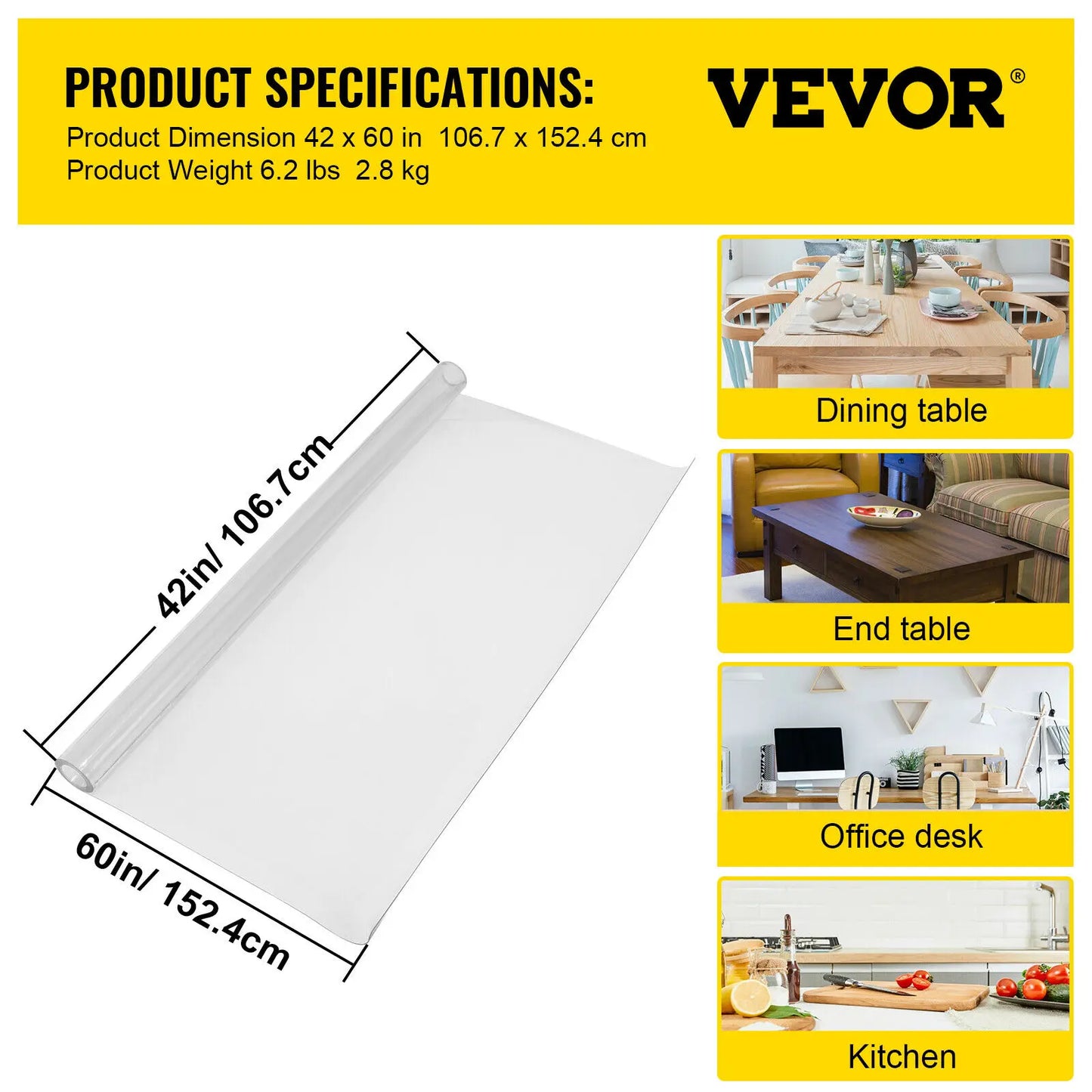 Transparent PVC Table Cloth Protector For Dining Tables