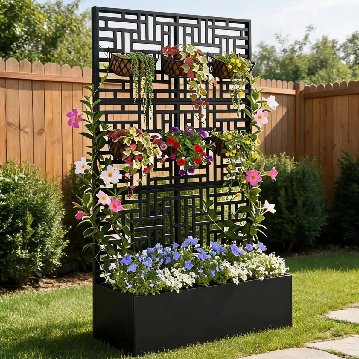 HiMISS Metal Raised Planter Box With Trellis