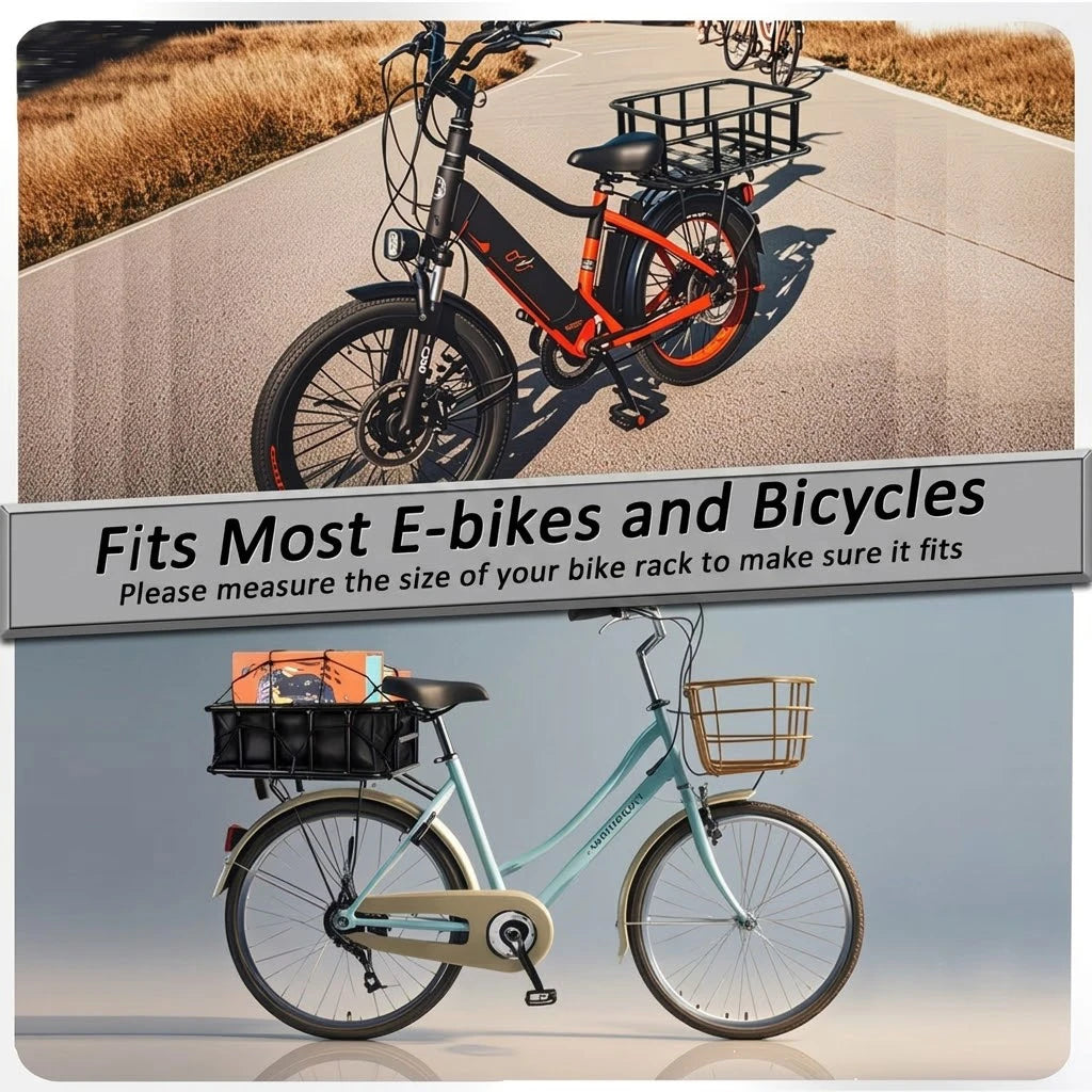 Heavy Duty Metal Bike Rear Basket With Accessory Kit