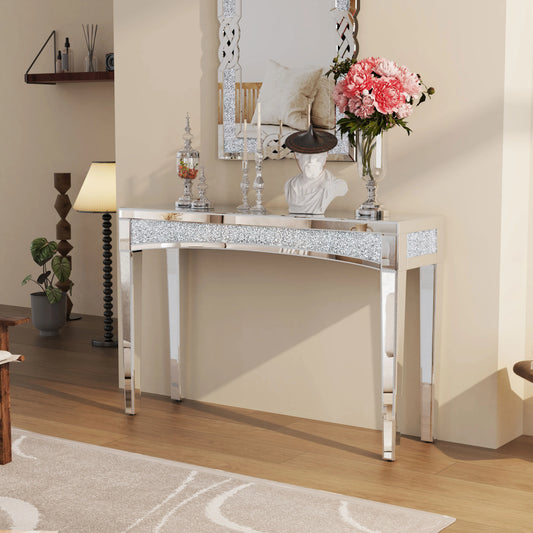 Mirrored Console Table With Crystal Inlay