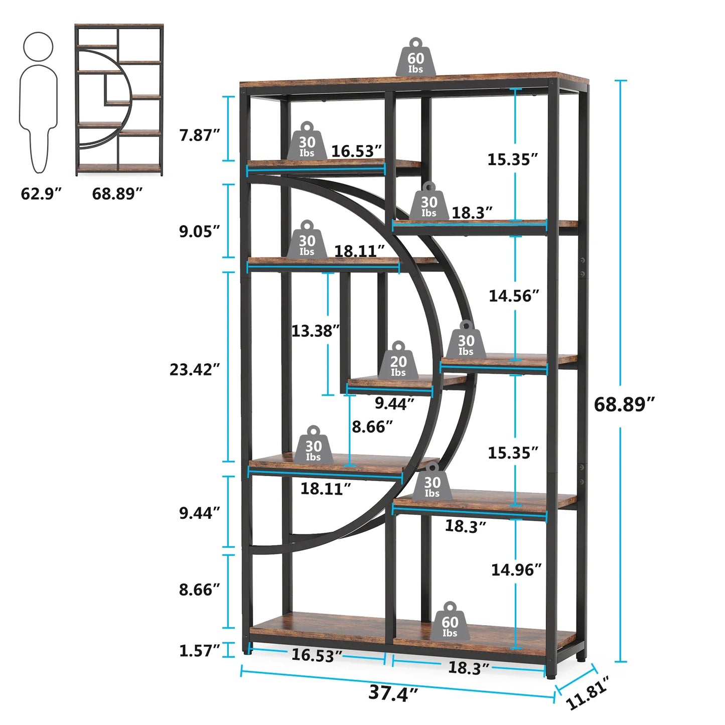 Tribesigns 5 Tier Industrial Etagere Bookshelf