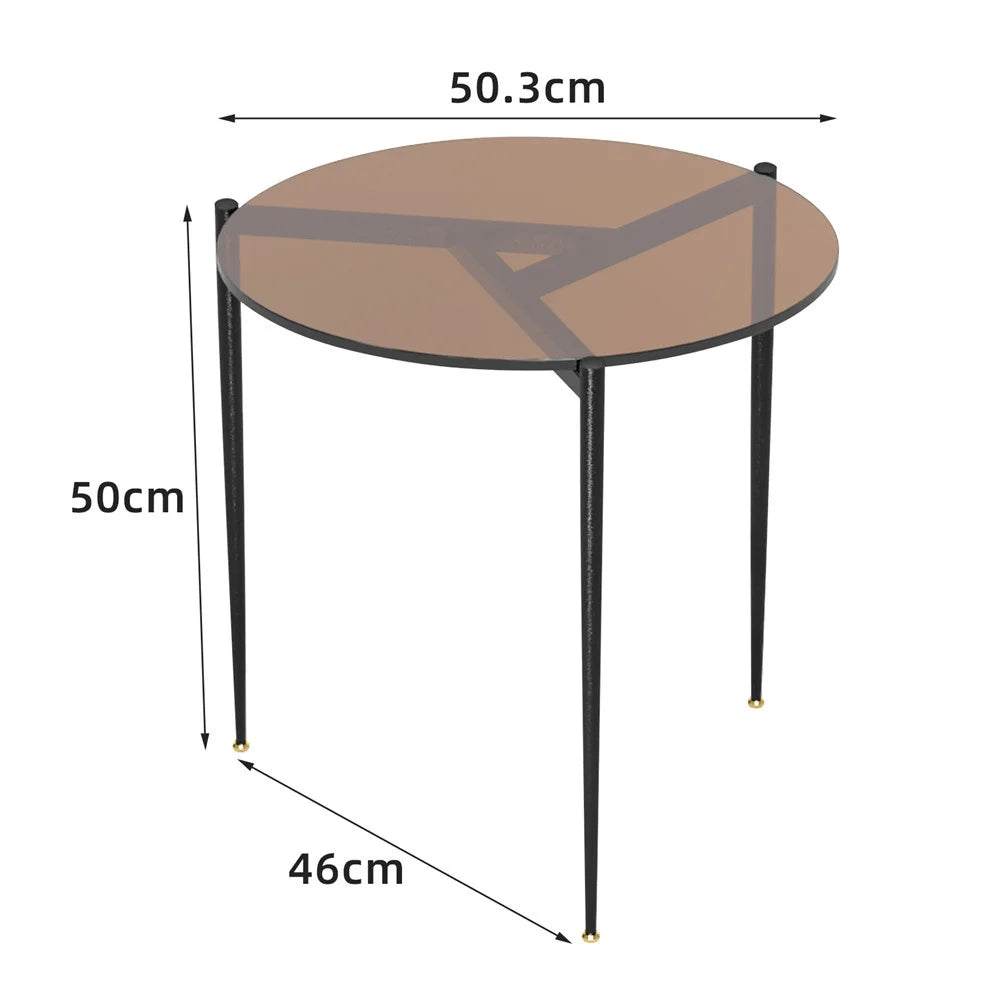 LUVODI Round Tempered Glass Coffee Table With Metal Frame