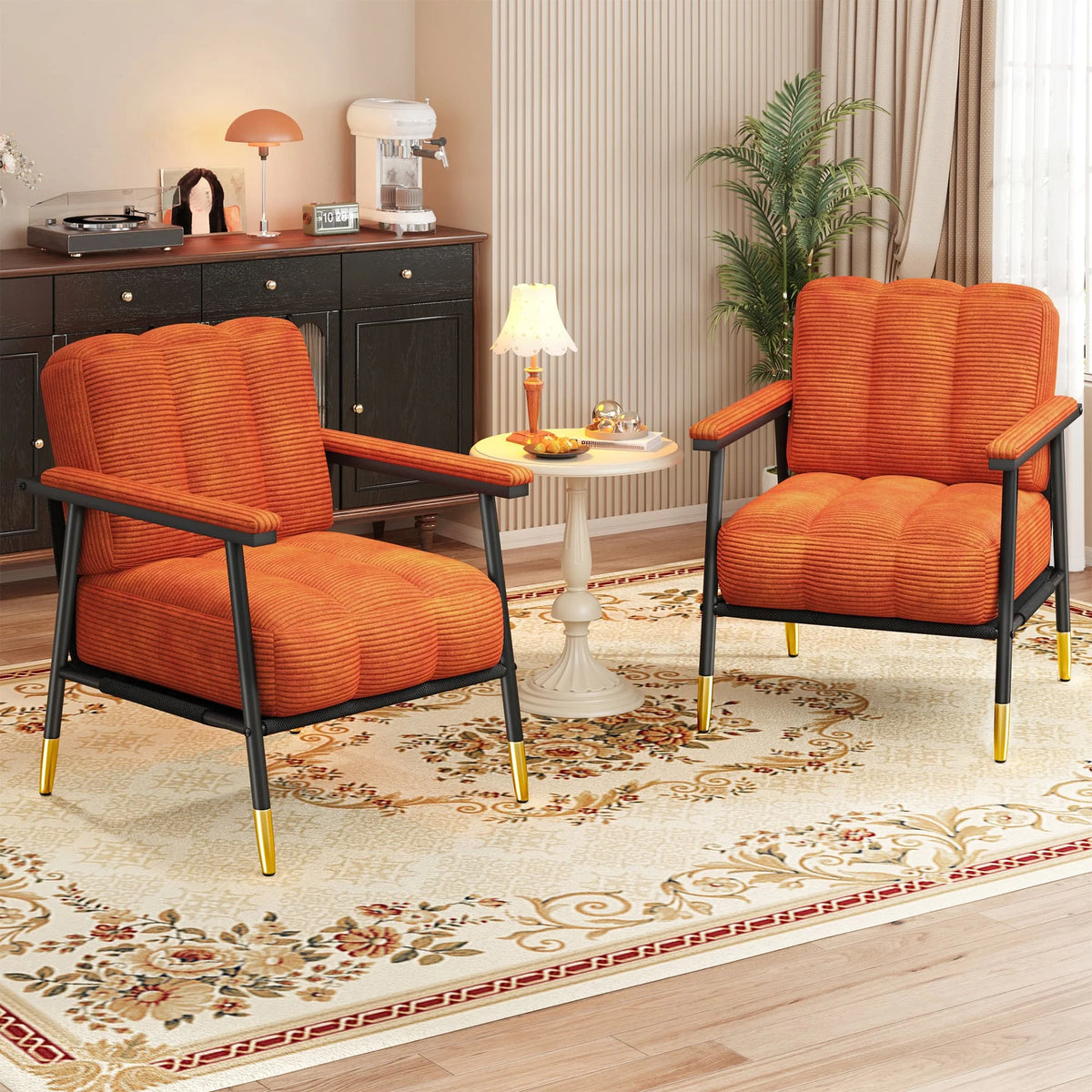 EnHomee Modern Upholstered Armchair With Metal Frame