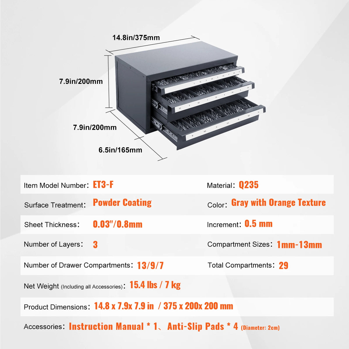 SucceBuy Steel Drill Bit Organizer Cabinet