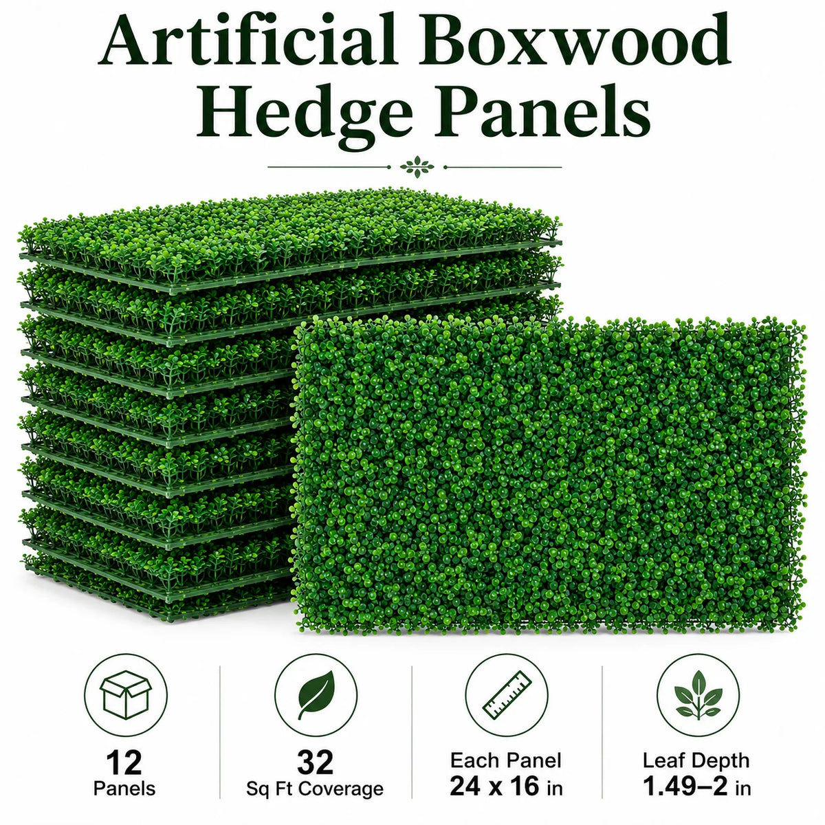 Boxwood Hedge Panels Artificial Plant Wall Privacy Screen