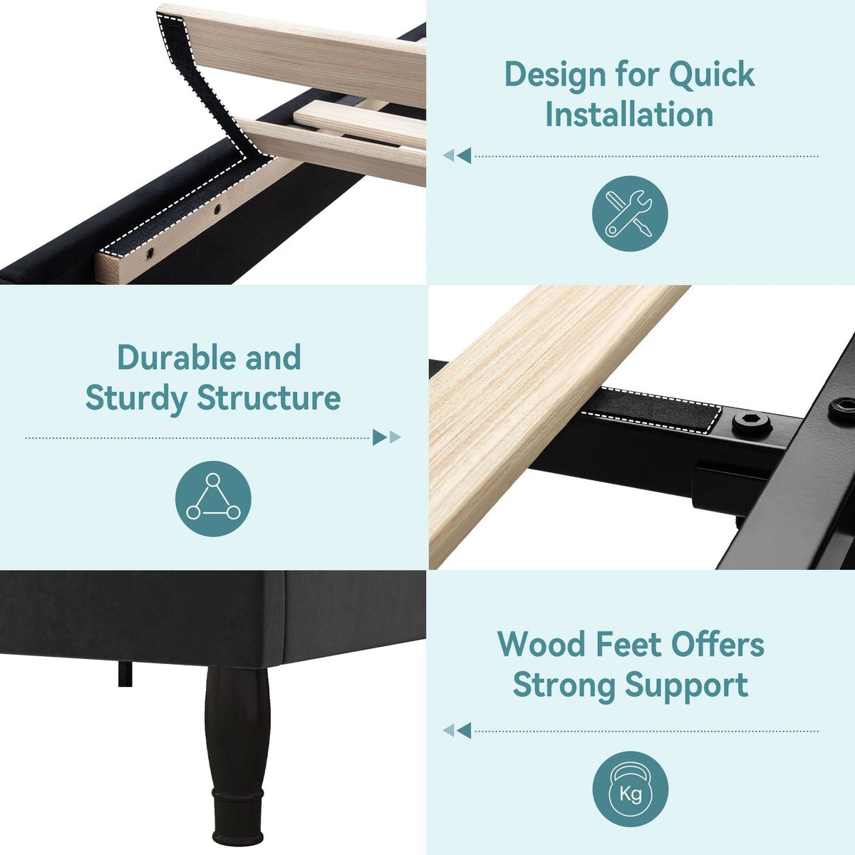 HOOMIC Platform Bed Frame With Adjustable Tiara Headboard