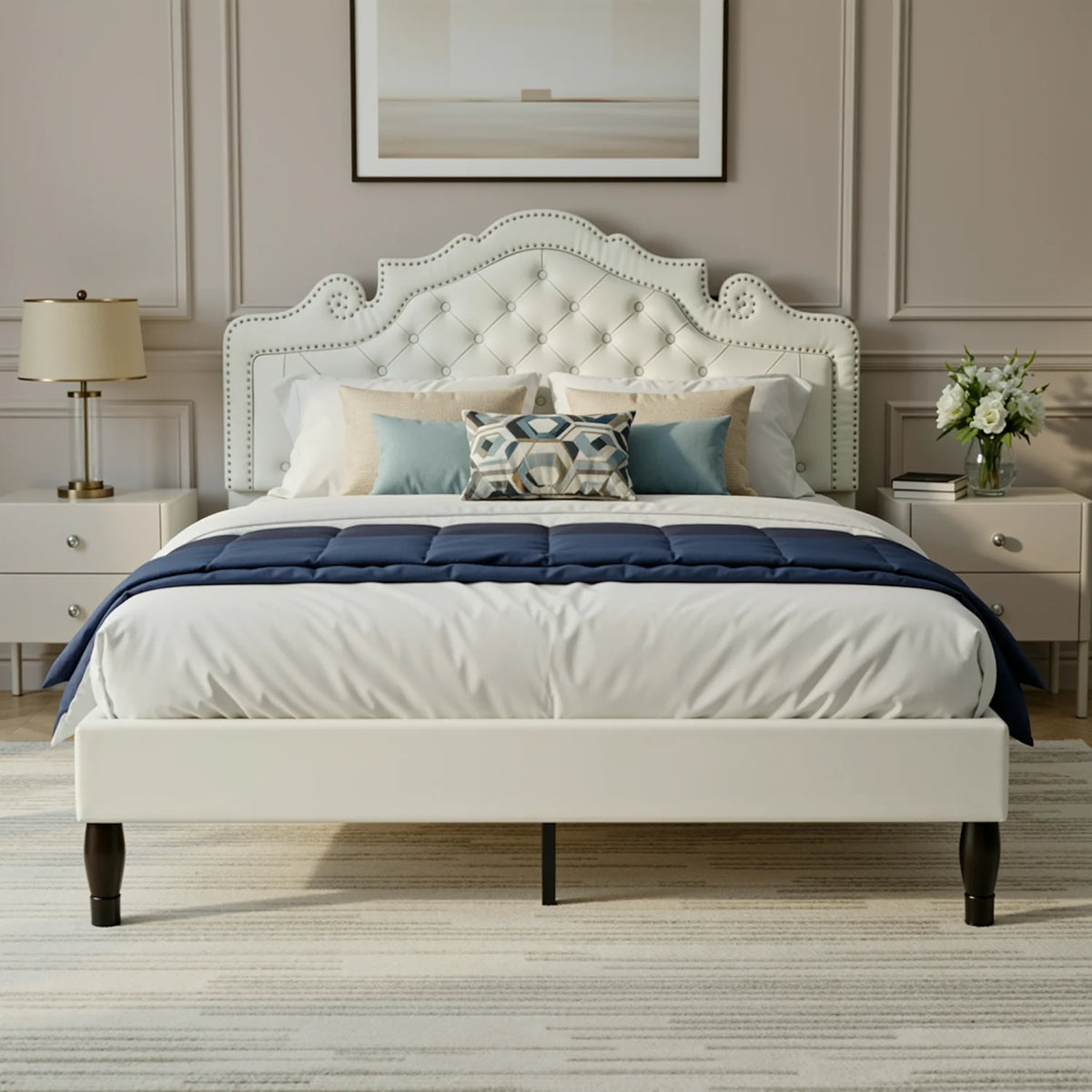 HOOMIC Platform Bed Frame With Adjustable Tiara Headboard