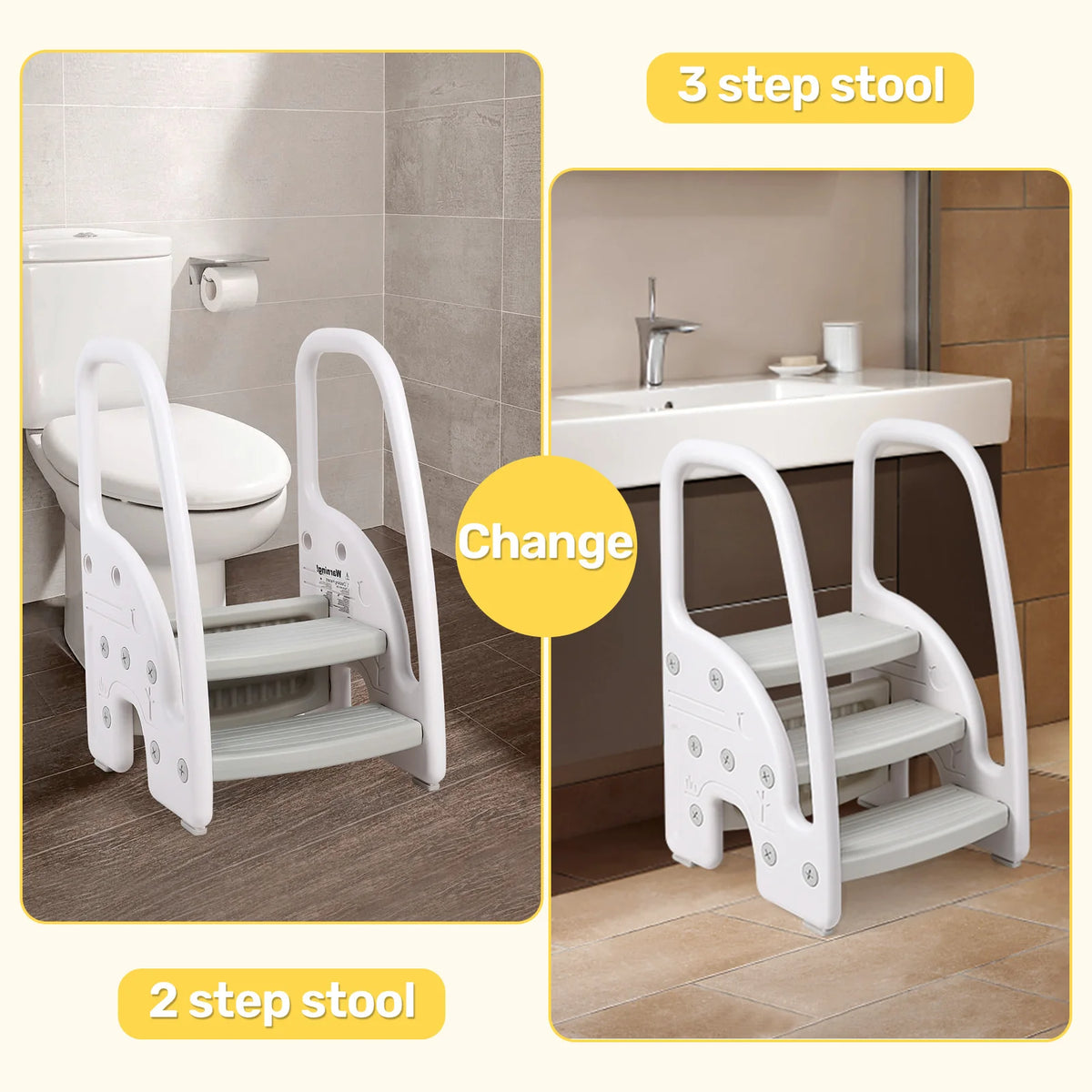 Toddler 3 Step Stool With Handles