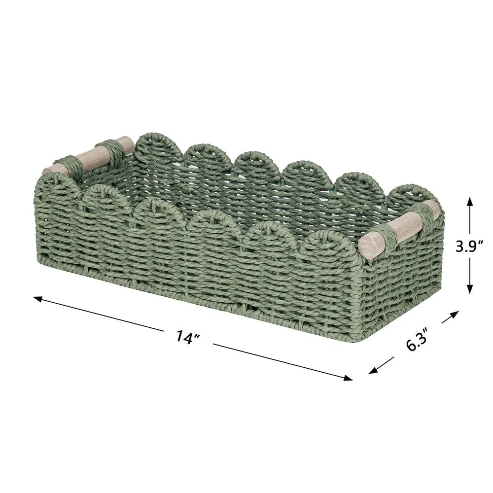 Wicker Storage Basket With Handle Bathroom Decor Organizer