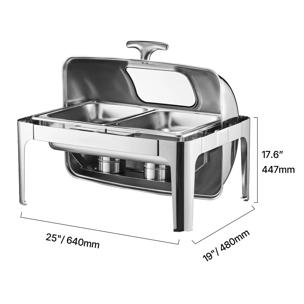 SucceBuy Stainless Steel Roll Top Chafing Dish