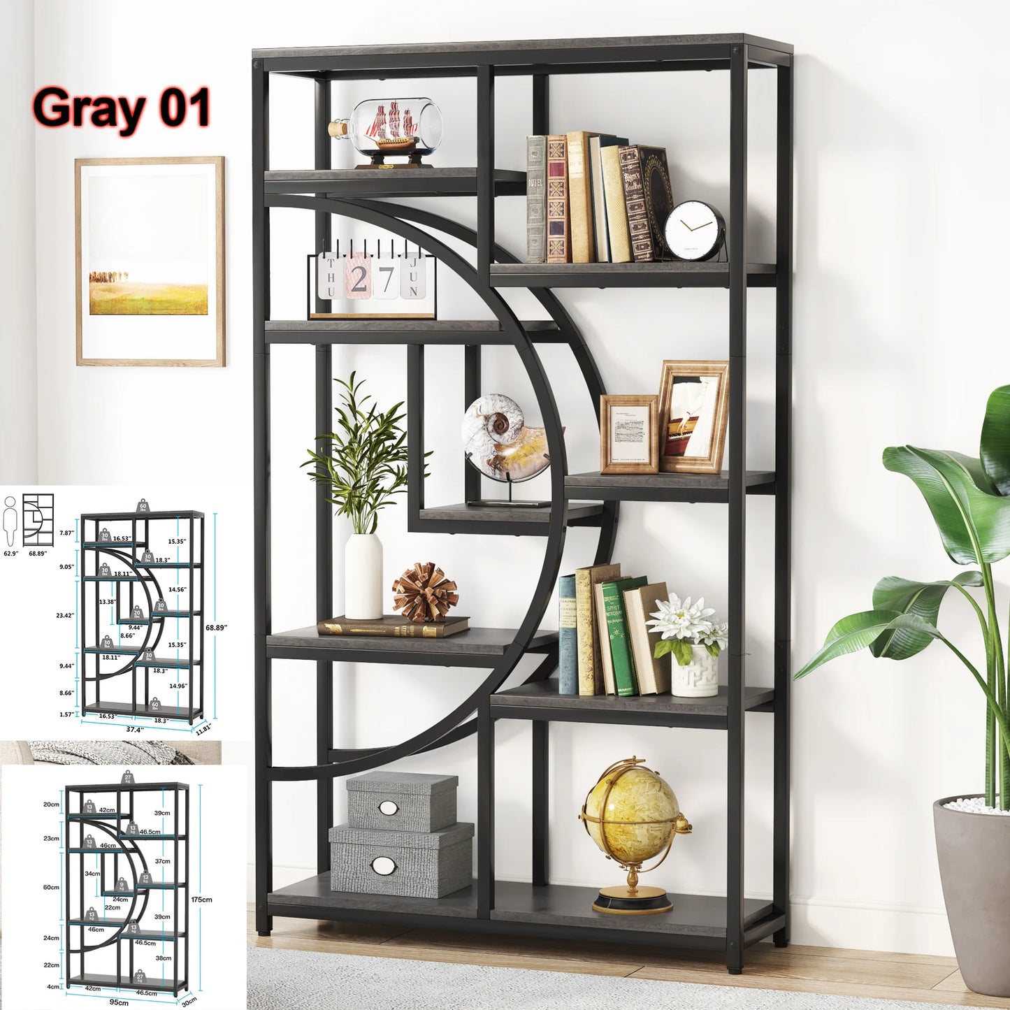 Tribesigns 5 Tier Industrial Etagere Bookshelf