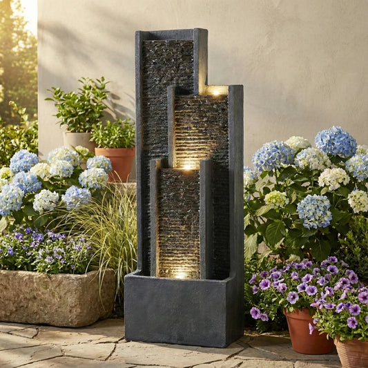 Outdoor Water Fountain Modern Floor Cascade Garden