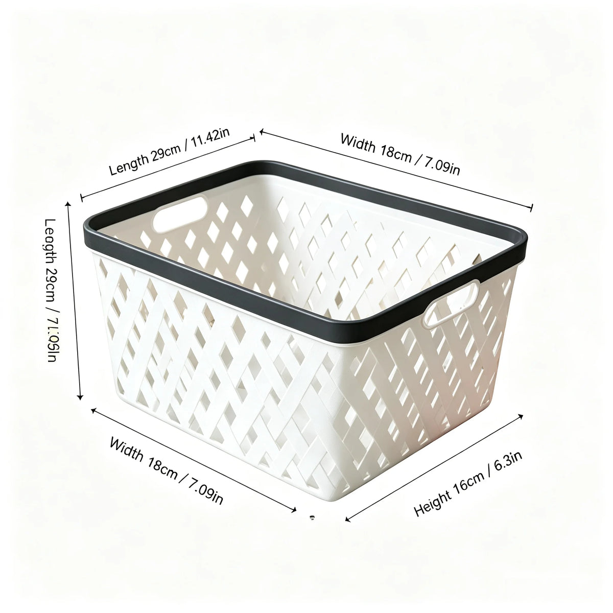 Stackable Plastic Storage Basket Organizer With Handles