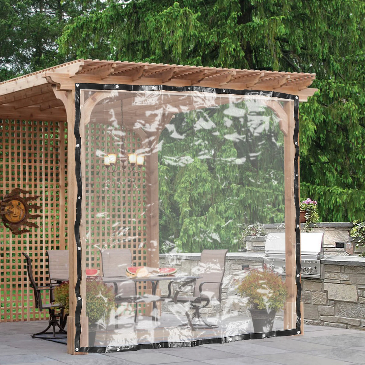 Bymaocar Clear PVC Tarpaulin Waterproof Outdoor Tarp