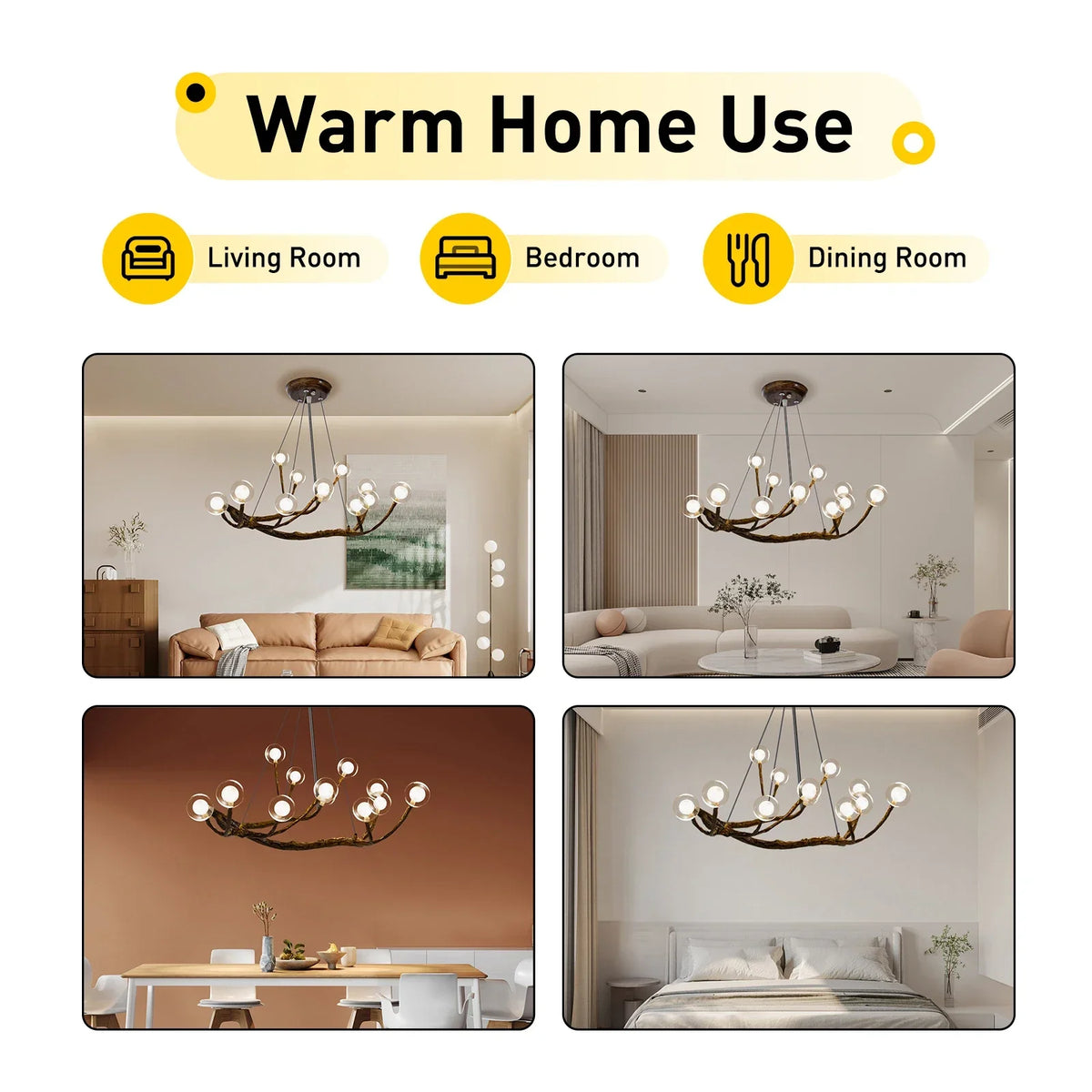 Bymaocar 12-Light Modern Branch Chandelier Adjustable Chain