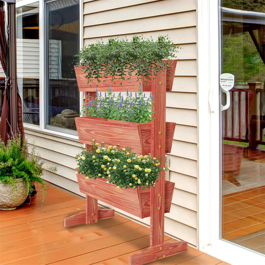 Wisfor 3 Tier Wooden Raised Garden Bed Planter