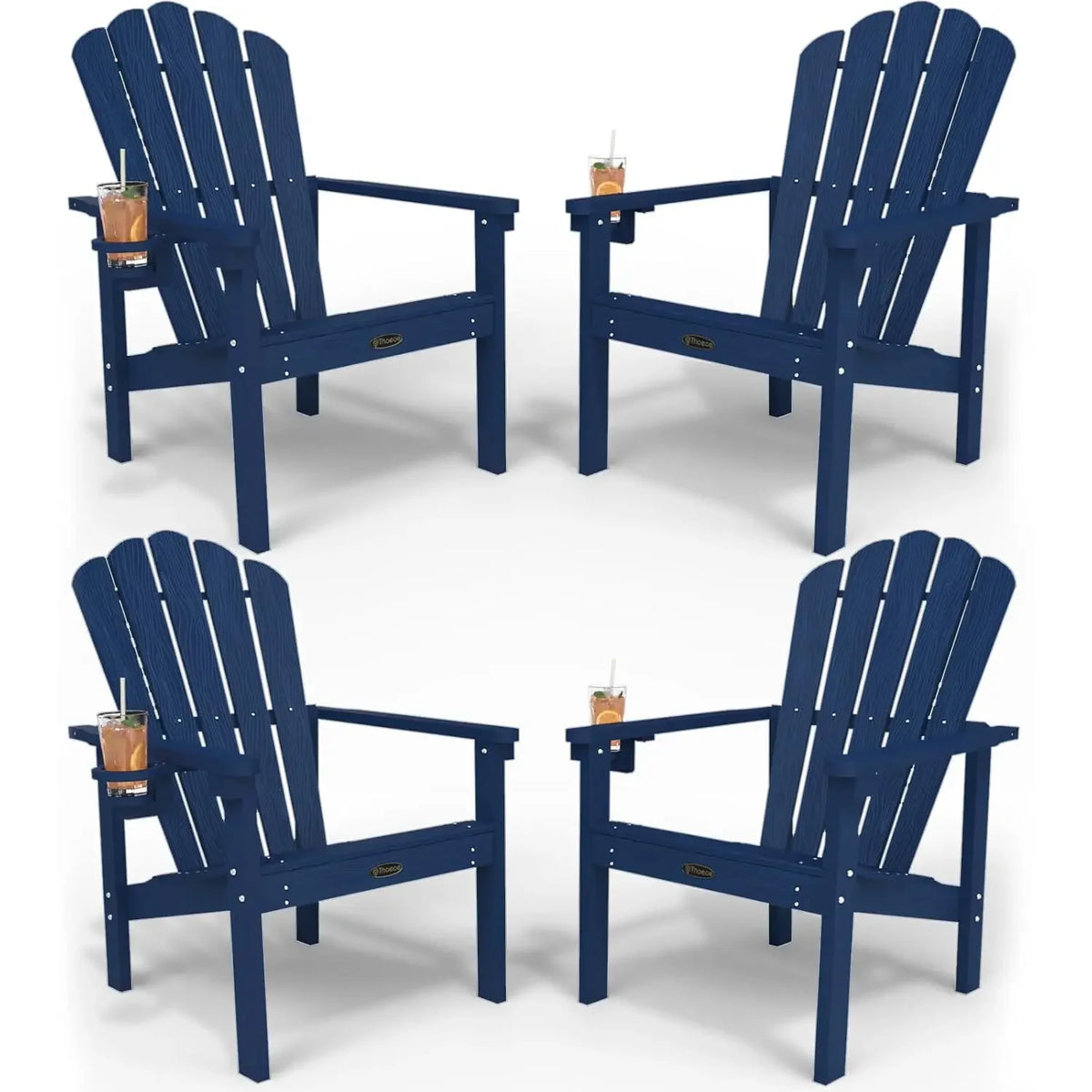 Stackable Adirondack Chair Set Of 4 HDPE All Weather