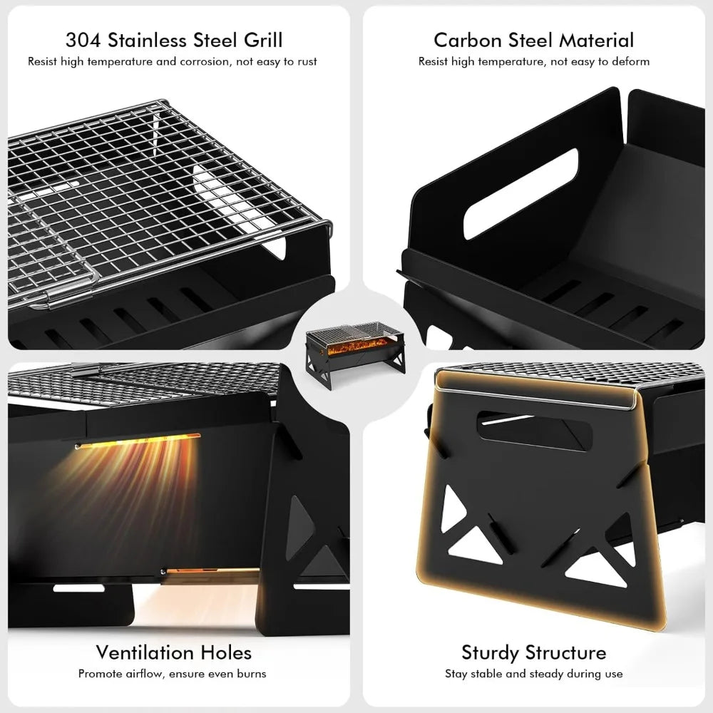 XIUWO Folding Portable Charcoal Grill With Carry Bag