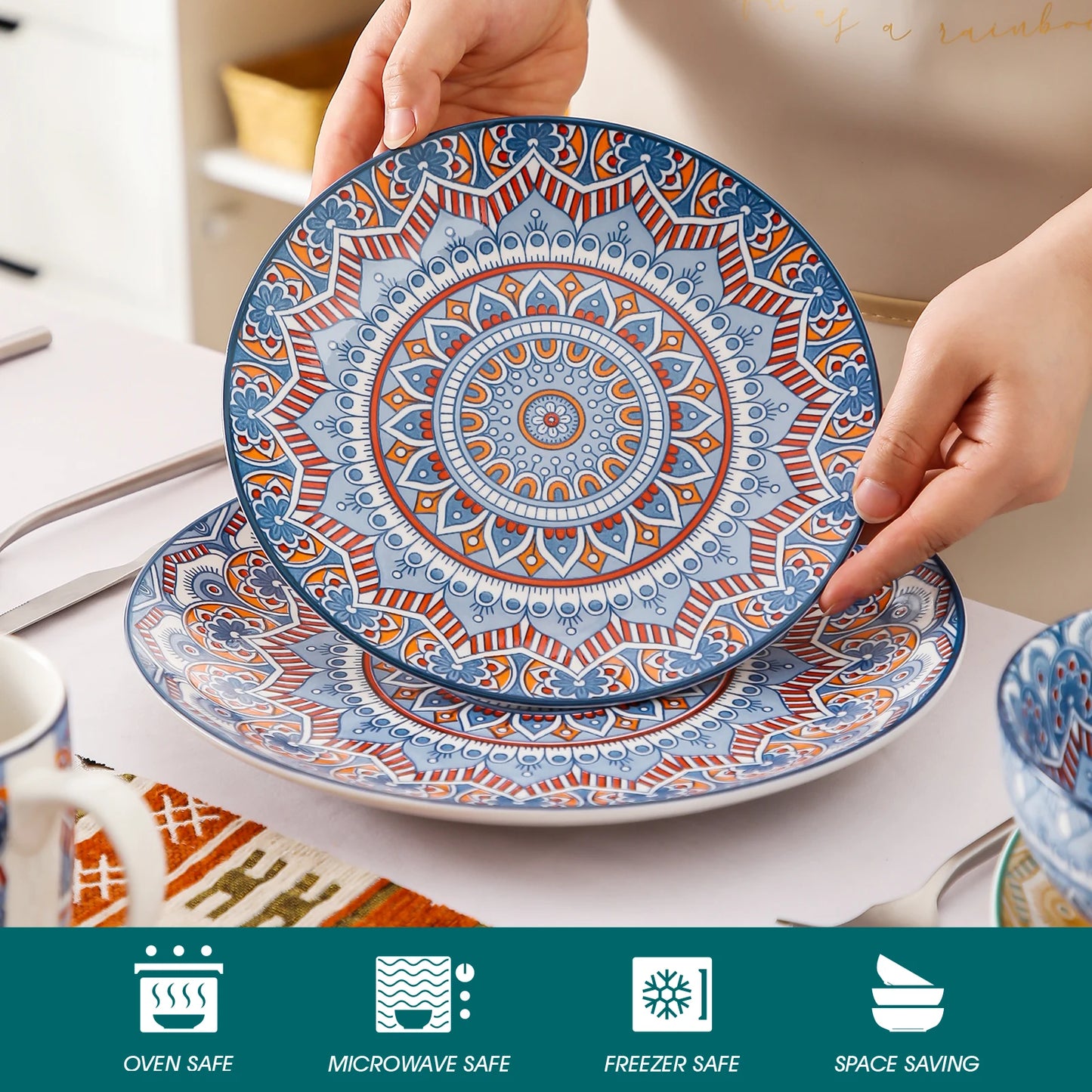 Malacasa Bohemian Mandala Ceramic Dinnerware Set