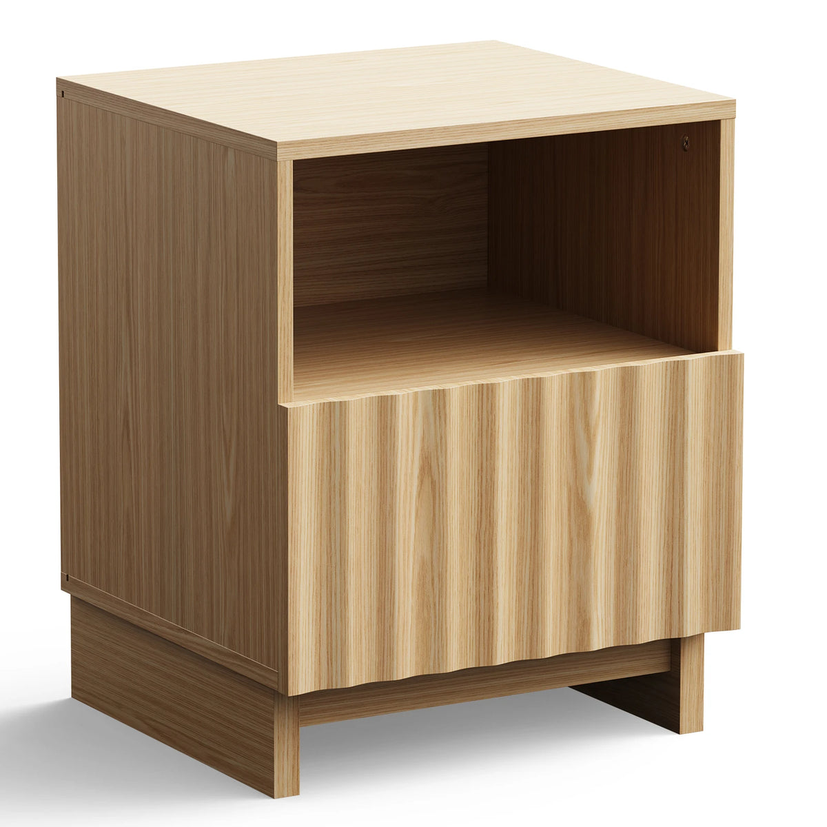TinyNest Modern Fluted Nightstand With Storage