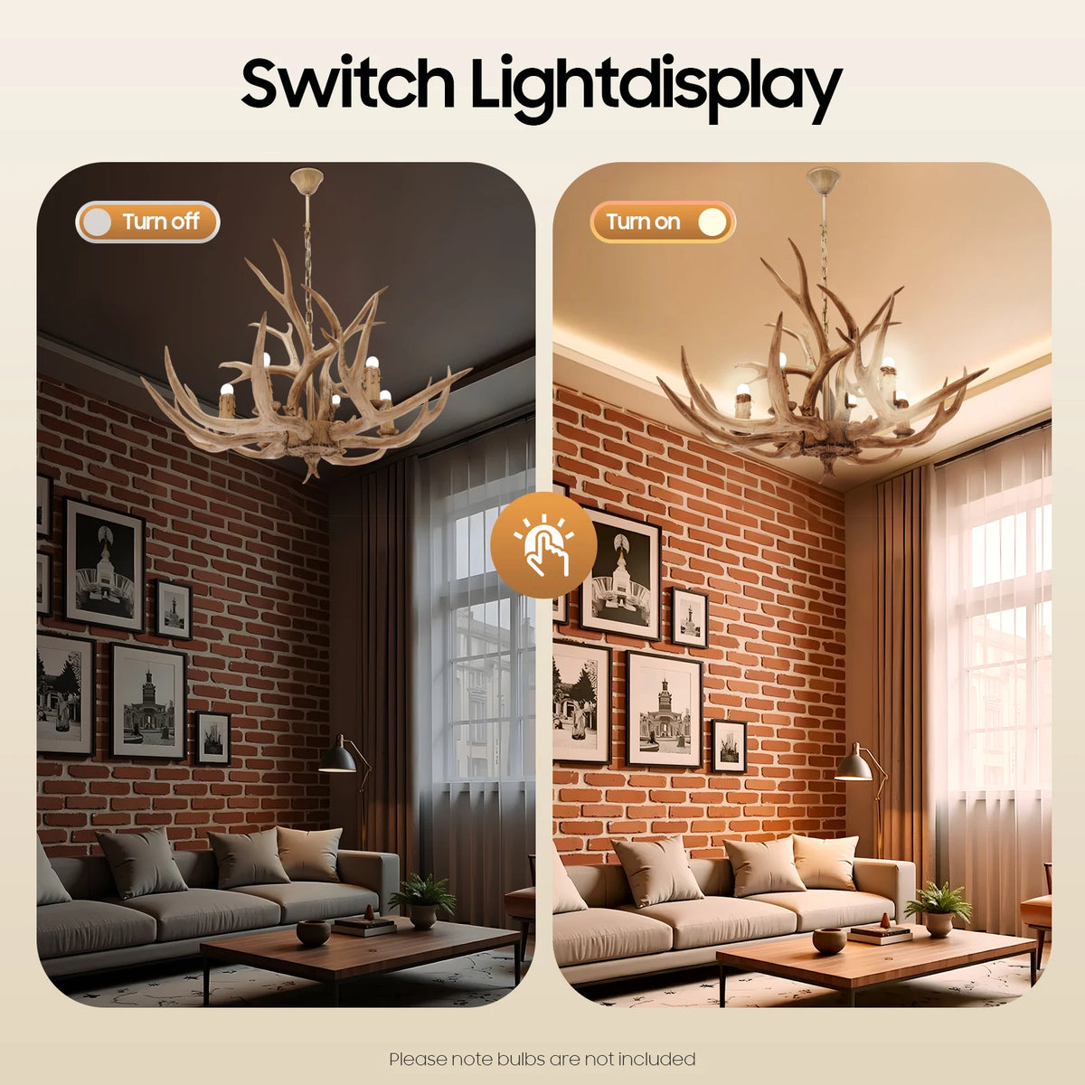 Resin Deer Antler Ceiling Light Chandelier 6 Lights