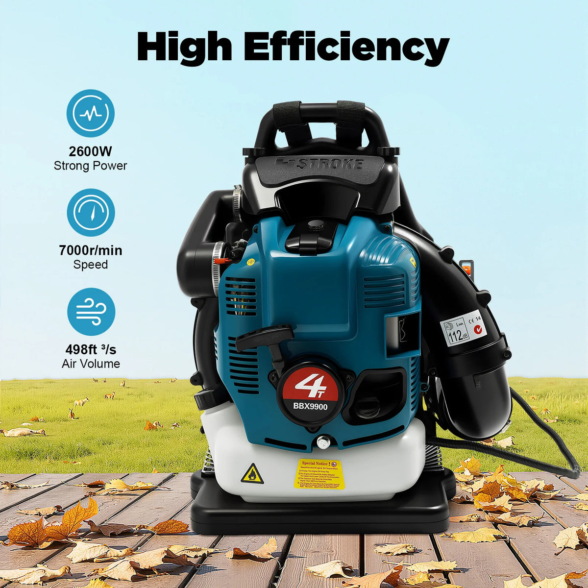 Bymaocar 4 Stroke 75.6cc Gas Backpack Leaf Blower