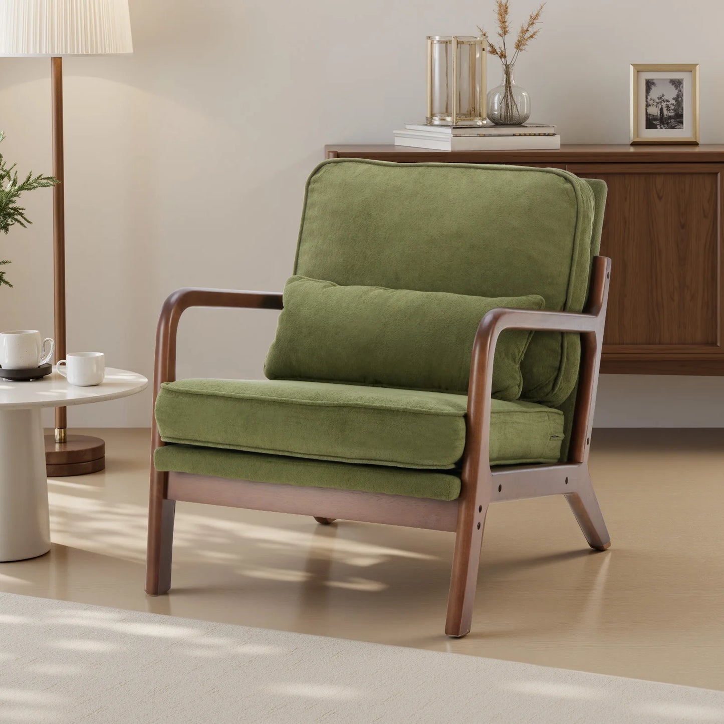 JHK Mid Century Modern Wooden Frame Armchair