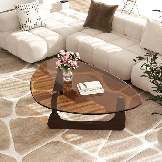 Wisfor Triangular Coffee Table With Tempered Glass Top