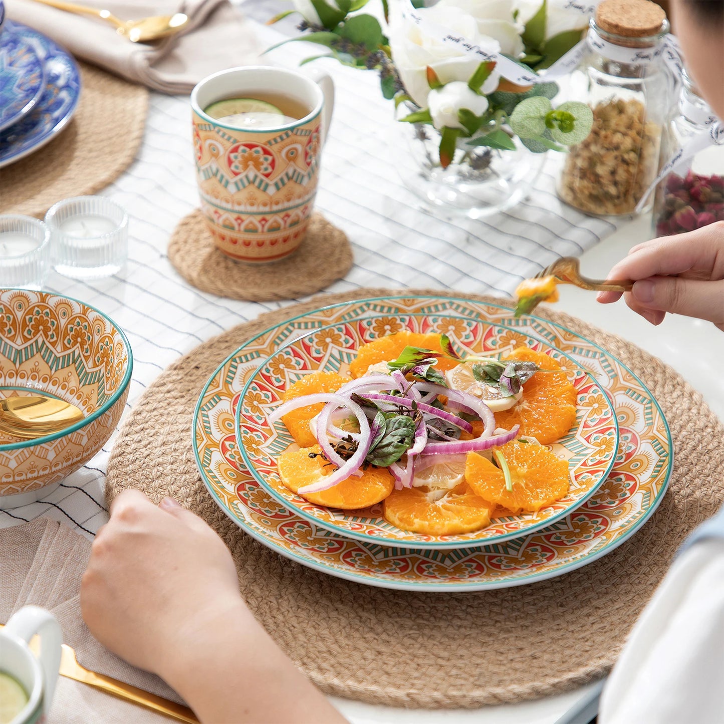 Malacasa Bohemian Mandala Ceramic Dinnerware Set