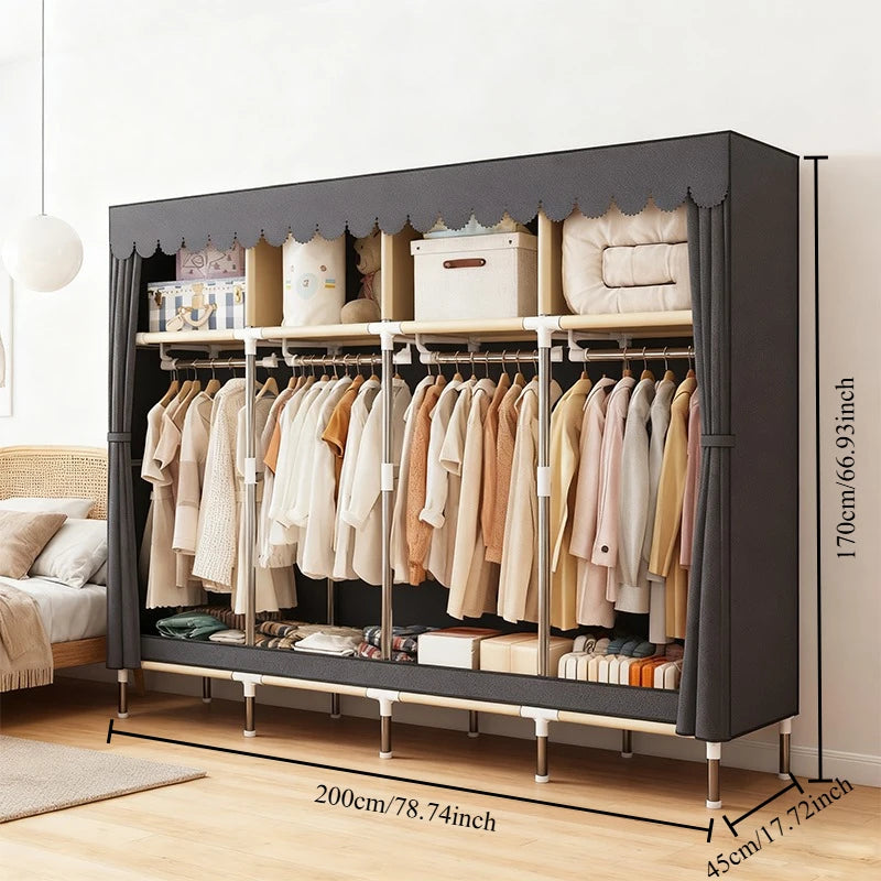 ArluKin Heavy Duty Fabric Wardrobe With Metal Frame