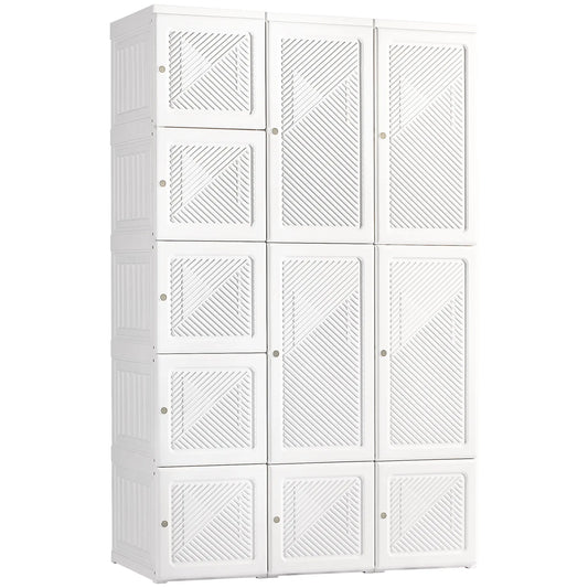Homcom Folding Portable Wardrobe Closet With Eight Cubes