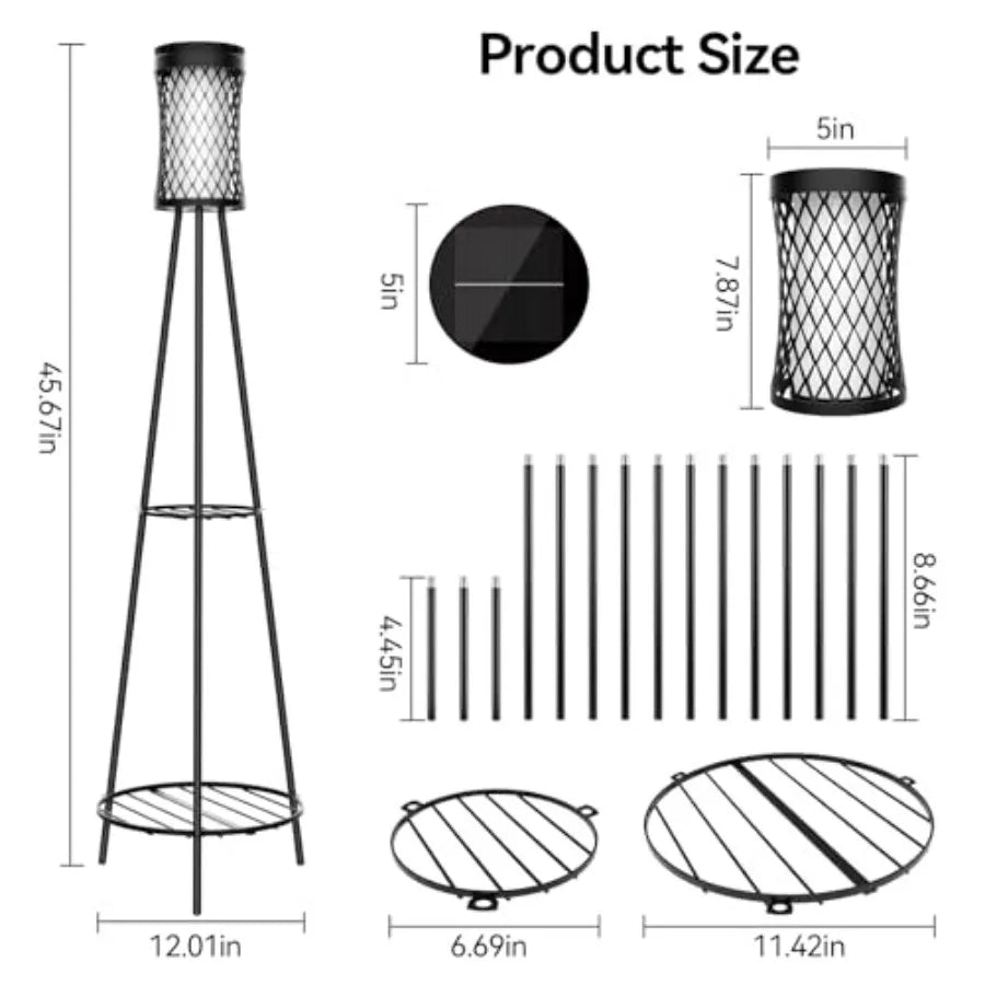 Solar Outdoor Floor Lamp With Usb Charging Port
