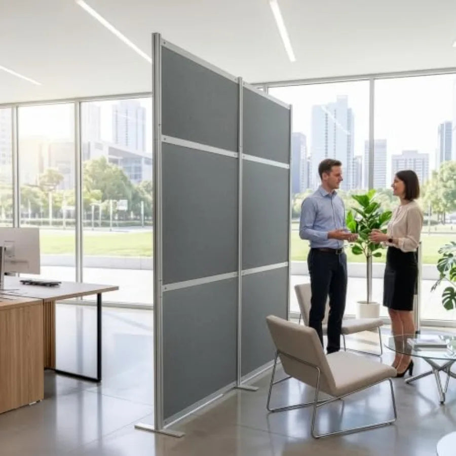 Modern Professional Office Cubicle Dividers: Dark Gray Freestanding Privacy Panel, PP-MWS84D, 76 x 84 inch, Modular Wall System