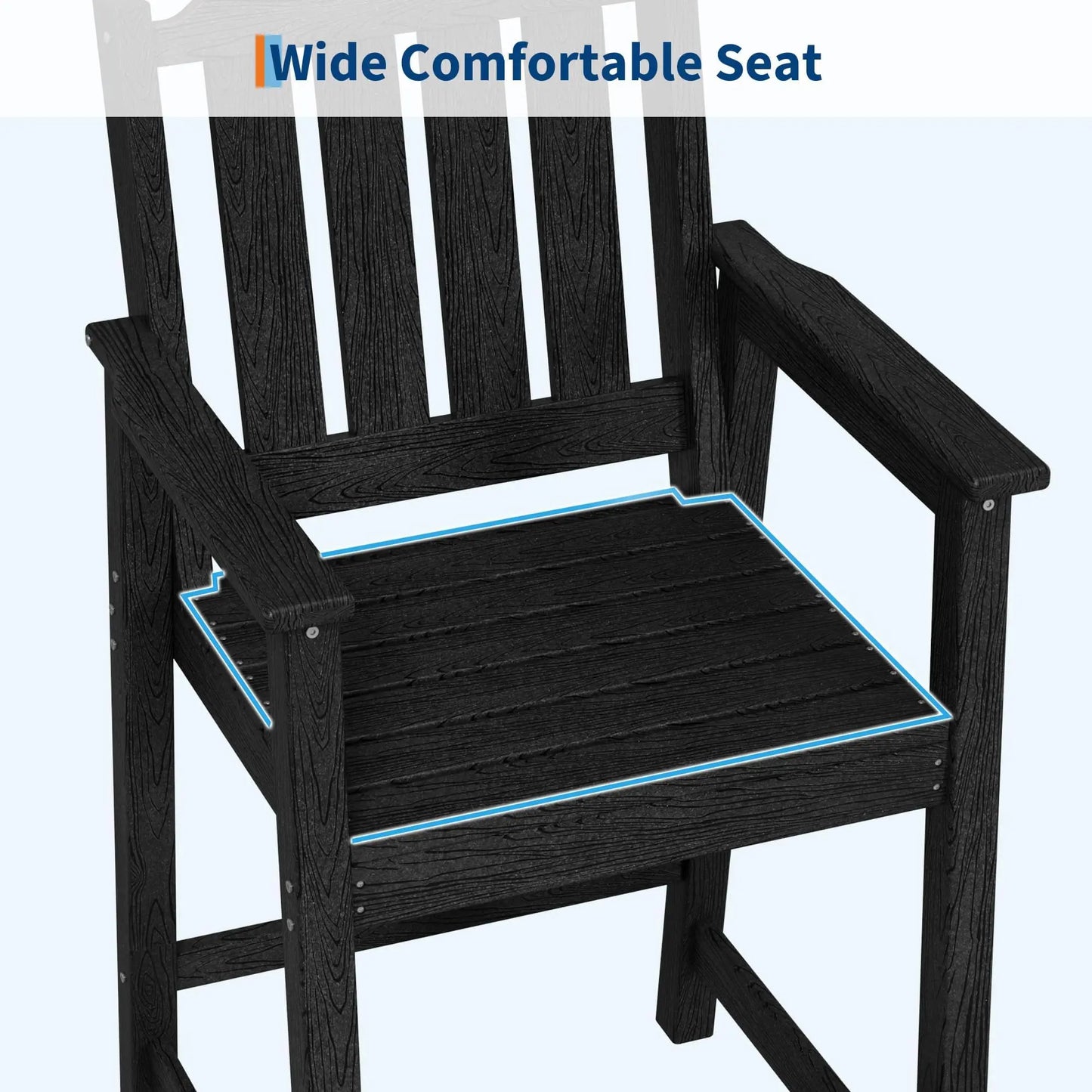 HiMISS All Weather HDPE Bar Height Chair Set Two Pack