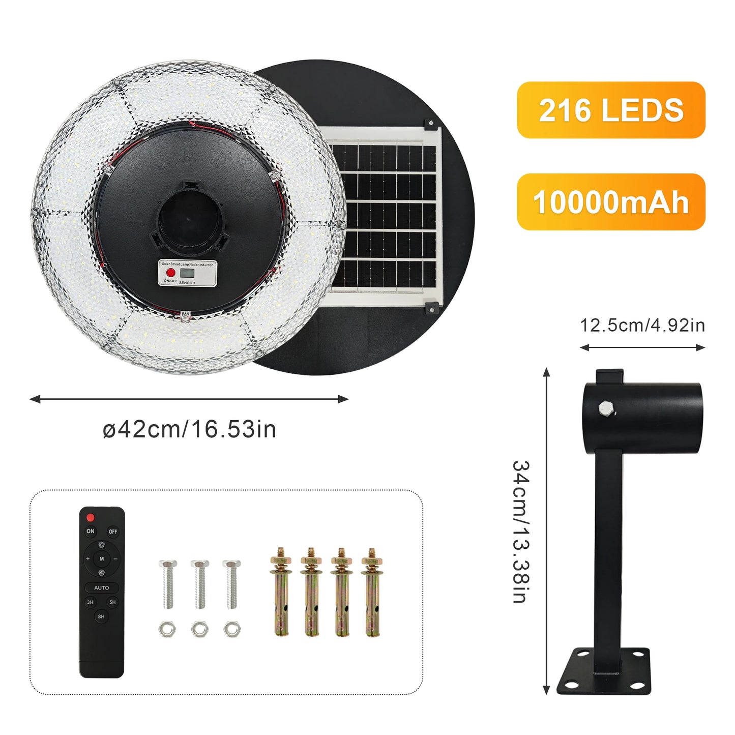 Solar Garden Light 360° Circular Illumination Human Radar Sensing 0 Electricity Bill Wireless Solar LED Lamp