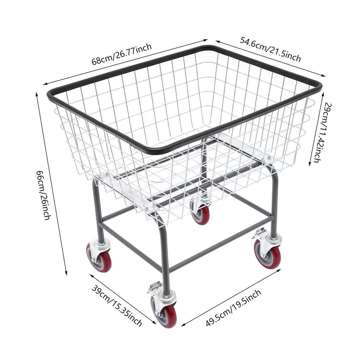 Commercial Steel Laundry Cart With Rubber Wheels