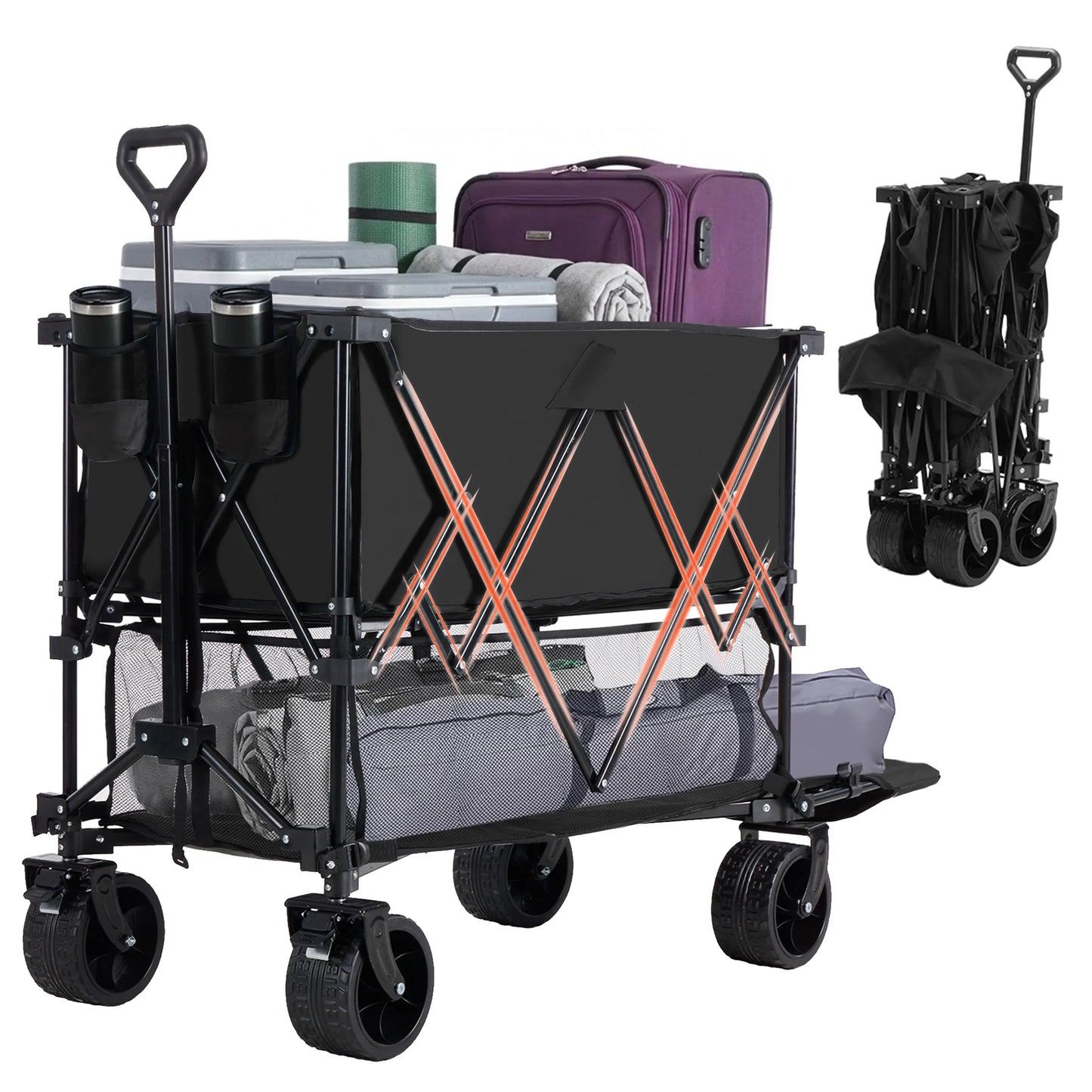 JHK Double Decker Wagon Cart 440 Lbs Outdoor