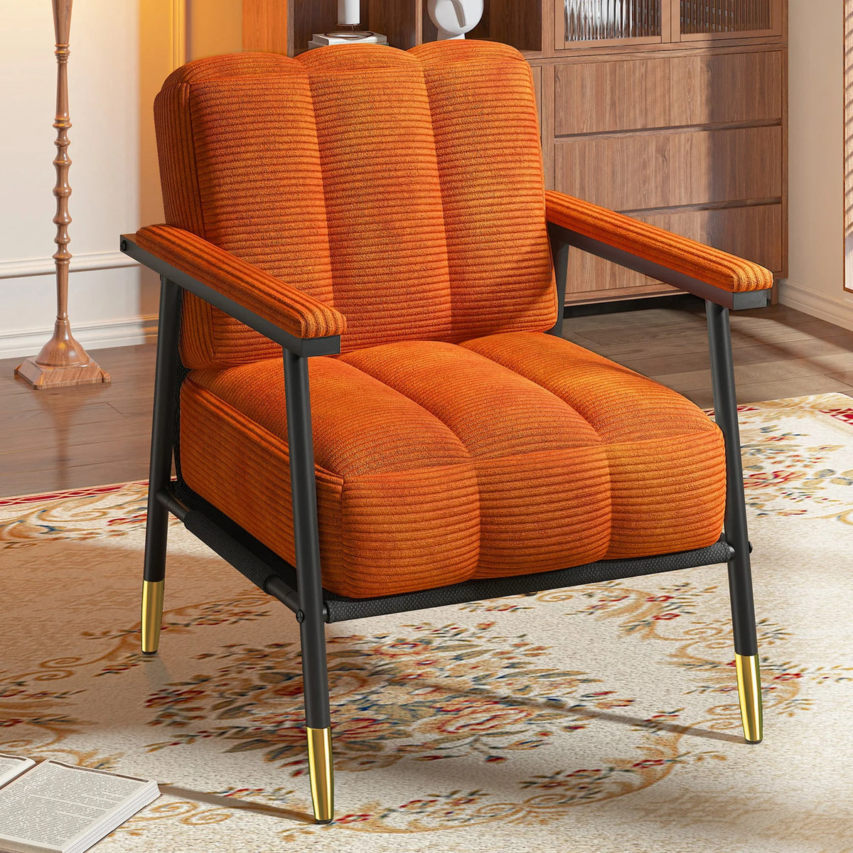 EnHomee Modern Upholstered Armchair With Metal Frame