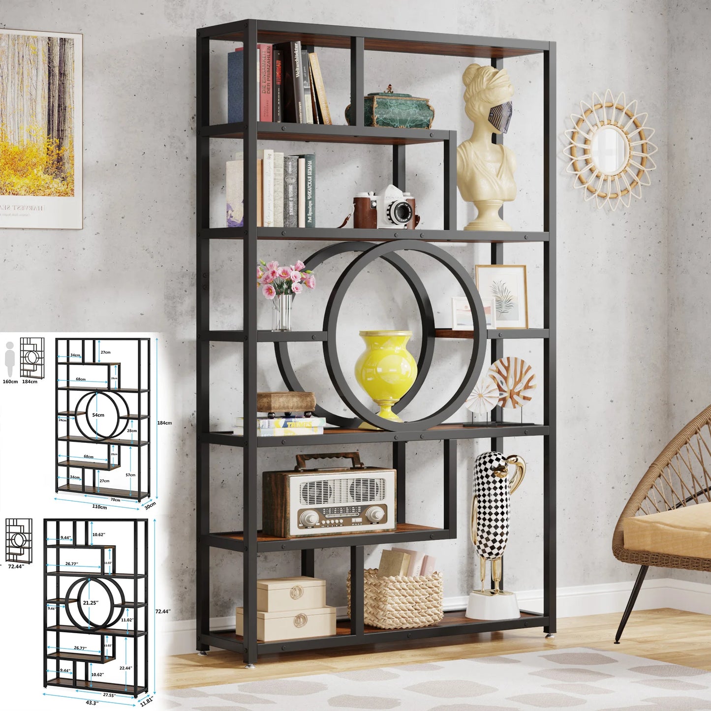 Tribesigns 5 Tier Industrial Etagere Bookshelf
