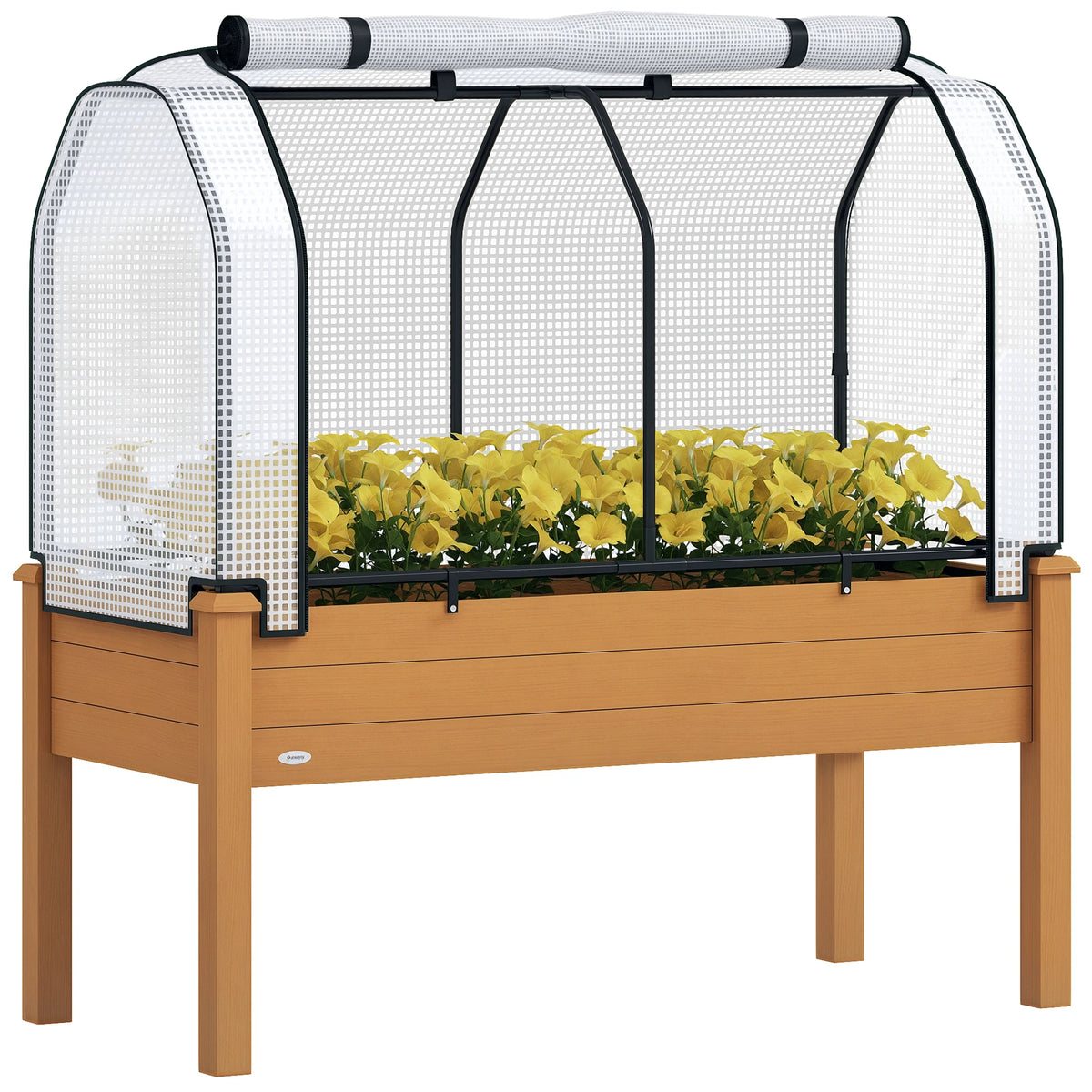 Outsunny Elevated Wooden Garden Bed With PE Cover