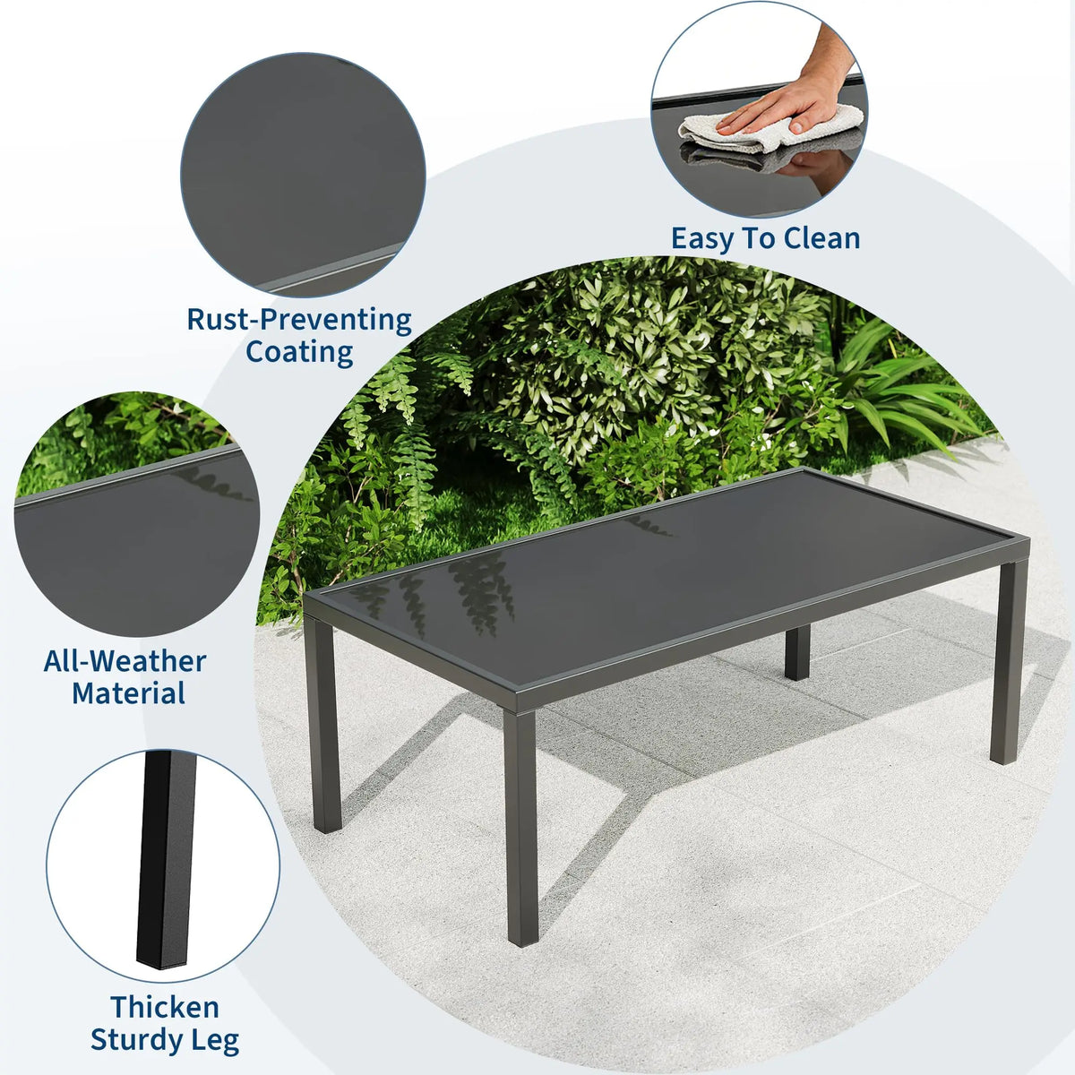 Modern 4 Piece Metal Patio Furniture Set Breathable Mesh Outdoor Loveseat & Chairs With Table For Deck Apartment Porch Backyard