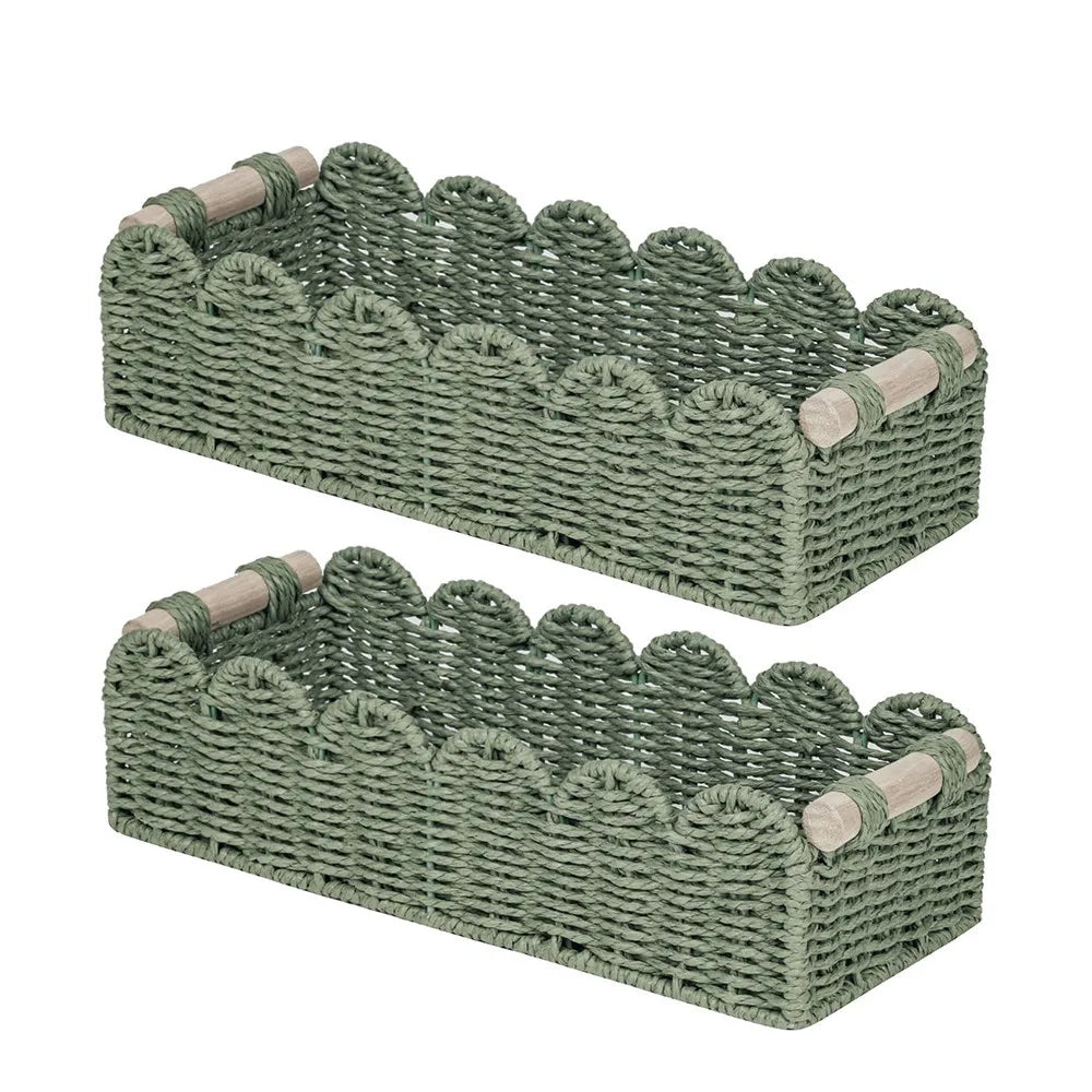 Wicker Storage Basket With Handle Bathroom Decor Organizer